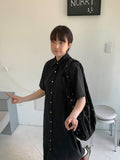 Dakono Collar Pocket Button Long One Piece