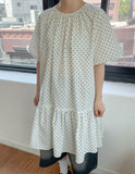 Lutet Layered Shirring Dot Mini One Piece