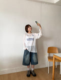 Dipeun Summer Printing Punching Long Sleeve Knit