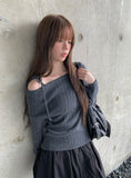 Haev String Ribbon Off-Shoulder Rib Knit