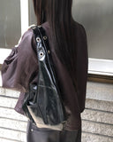 Dumb High Neck Cut Pocket String Leather Jacket