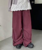 [unisex] Myoti banding string washing wide parachute pants