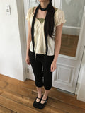 The Mill Shirring Ribbon Lace Short Sleeve Blouse