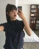 [MADE] Tarot dot shirring ribbon puff half-zip anorak