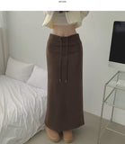 Low Rise Shibori Maxi A-Line Brushed Long Skirt