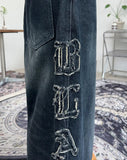 Kael Applique Curved Denim Pants