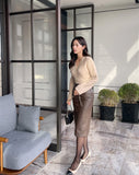 Roel Leather H-Line Skirt