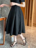Yuel Puff Collar Jacquard Long One Piece (Belt Set)