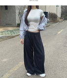 Four-Season Folding Volume Fit Wide Banding Pants