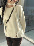 Onu Button Round Knit Muffler Set
