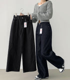 Winter Non-Fade Peach Fuzz Non-Span Long Wide Denim Pants