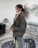 Heads oversized fit leather jacket