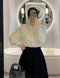Crea Brushed Lace Collar Puff Blouse