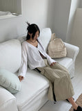 Rachel String Color Nylon Banding Pocket Cargo Long Skirt
