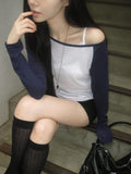 Keuen Raglan Color Matching See-through Long Sleeve T-shirt