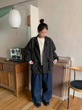 [unisex] Kidu Pintuck Raw Denim Wide Pants