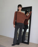 Kento waffle pocket off-shoulder sweatshirt