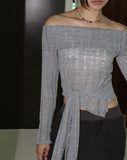 Noten Punching Tie Strap Off-Shoulder Knit