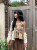 Mio Vintage Patchwork Bustier Sleeveless Blouse