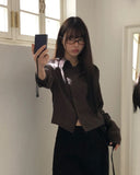 Cuhi Diagonal Button One-Pocket Collar Shirt