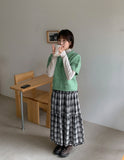 Tonbo Banding Check Frill Tiered Long Skirt