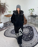 Snow fur brushed hood zip-up