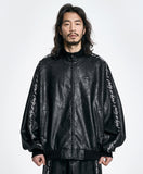 [SET] Vegan Leather Oversized Raglan Track SET