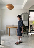 [unisex] Heiko Stitch Pocket Denim Over Short Sleeve Shirt