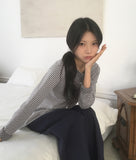[Lining Point] Hued Stripe Dot Cardigan
