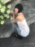 LINEN STRAP HALTER TOP