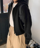 Sitanne Hood Cropped Knit Zip-Up Cardigan