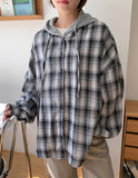 Yuuki color matching hood check shirt