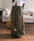 [Mink Brushed] Sonek Rustling Cotton Wide Cargo Pants