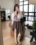 Marf Studded Grunge Unbalanced Skirt