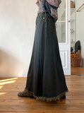 Elder Pintuck Pleated Long Denim Skirt
