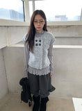 Mebas Double Button Short Sleeve Knit Vest