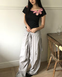 Tanen Parachute Layered Wrap Skirt Two-Way Cargo Banding Pants
