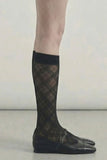 Check sheer knee socks