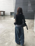 Andy Roll-Up Wide Washing Denim Pants