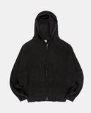 Mild sleeve wamer over knit hood zip-up