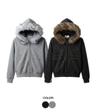 Cross Studded Hood Zip-Up