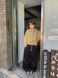 [Unisex] Kamna Carpenter Check Cotton Banding Wide Pants