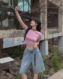[U-BASIC] Lip Ribbed Crop Cap Short Sleeves
