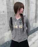 I Love Stripe Hood Zip-Up