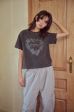 Heart Bear Pigment Crop Short Sleeve Tee