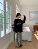 [unisex] Yanmi Lettering Net Over Long Sleeve Knit