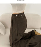 Hem Snap Cut Pin Tuck Adjust Wide Balloon Cotton Pants