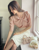 Natale Pin Tuck Shirring Wrap Skirt