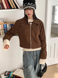 Hilan Corduroy Collar Cropped Blouson Jacket