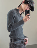 Kud Muscle Half Zip-Up ribbed Knit